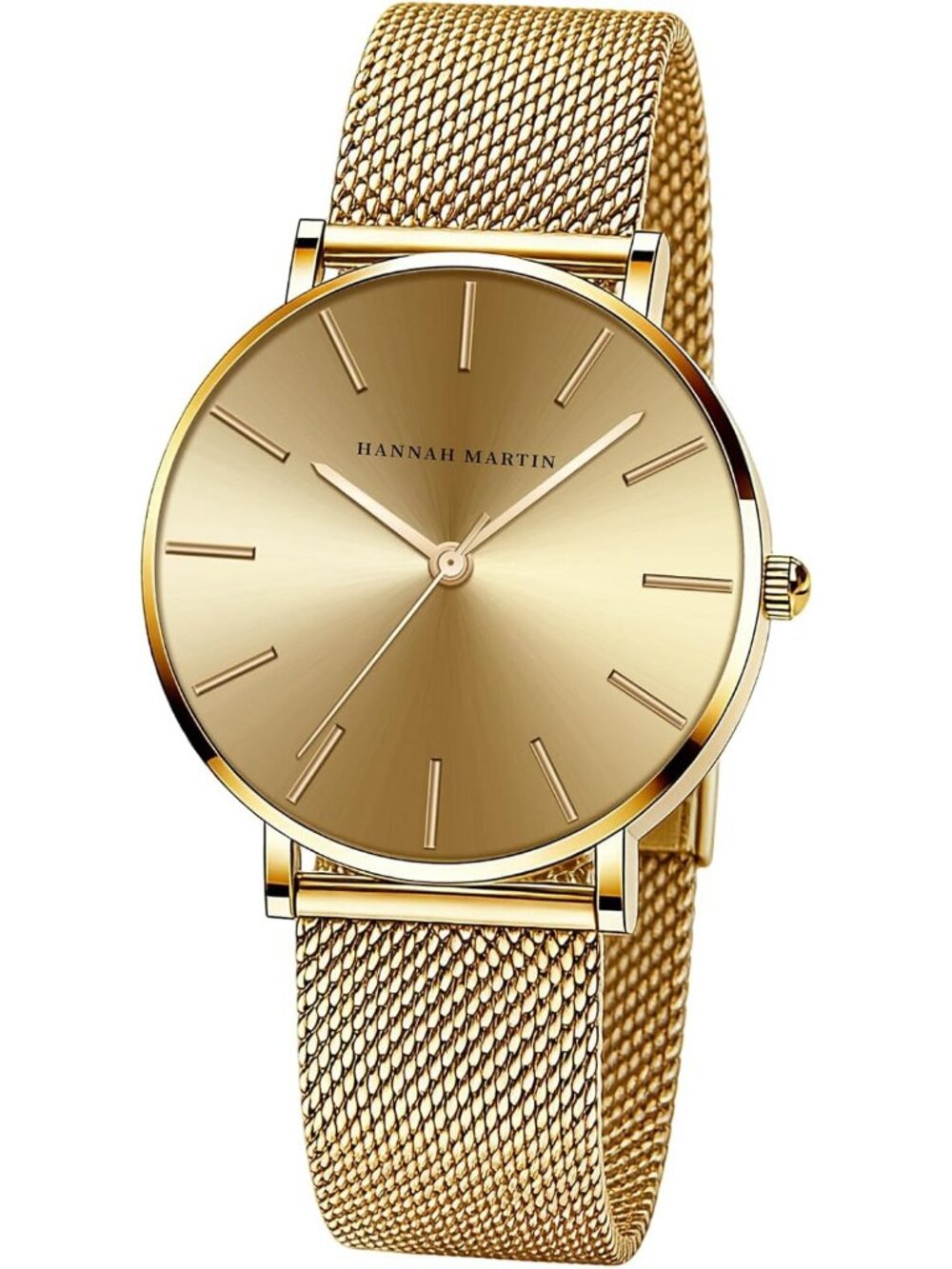 Women's Gold Luxury Vintage Round Case Stainless Steel Band Analog Quartz Watch